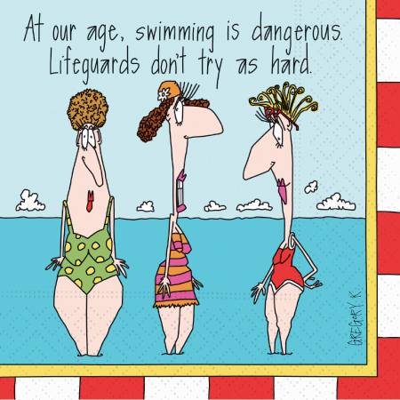 Humorous Cocktail Napkins Old Ladies Swimming