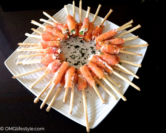 Smoked Salmon Appetizer with Bread Sticks