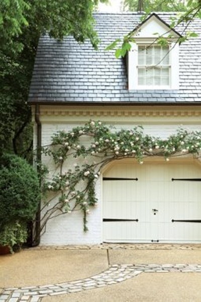 white barn style garage doors
