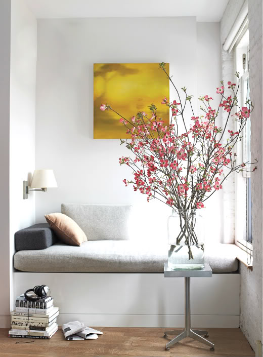 blooming dogwood in glass vase