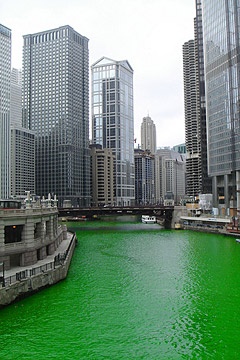 Chicago River Dyed Green for St. Patrick's Day