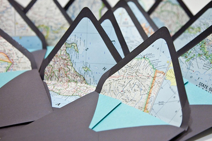 map lined envelopes