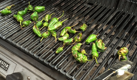 Grilling Padron Peppers