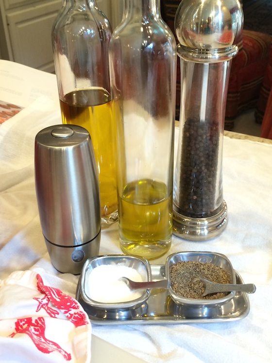 Olive Oil, Salt and Pepper