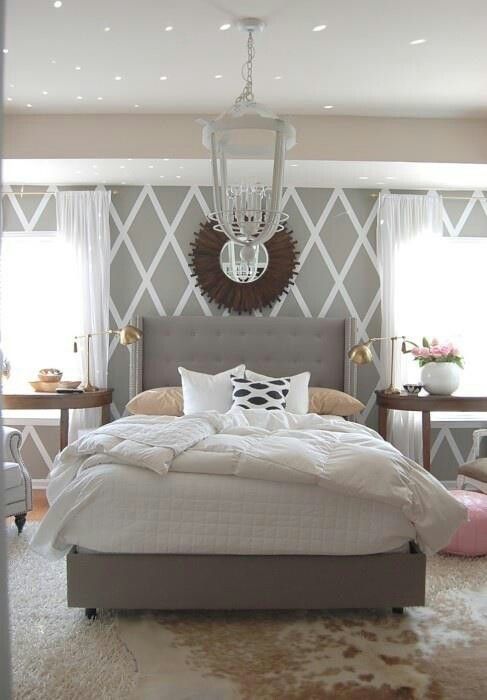 Gray and White Diamond Accent Wall