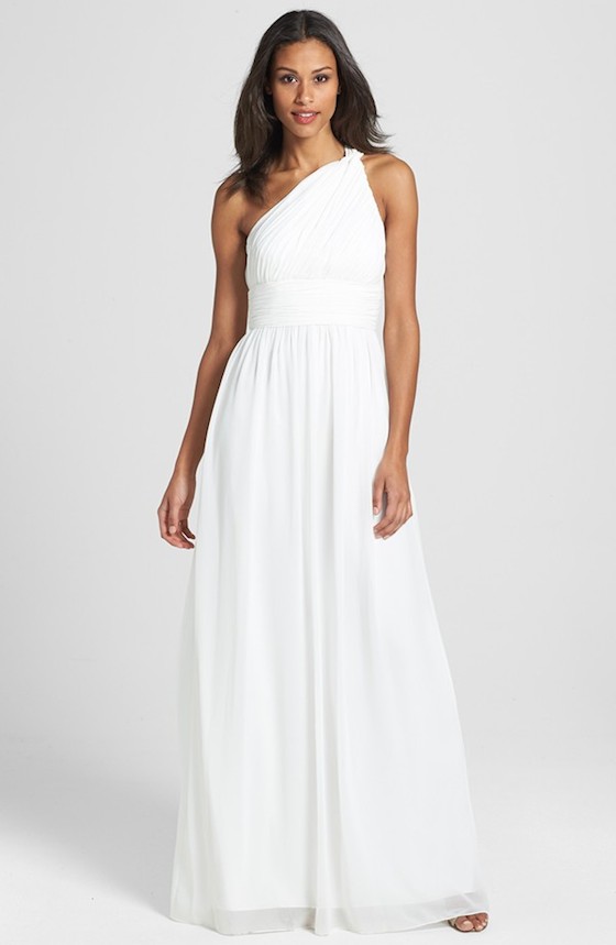 One Shoulder Long White Dress