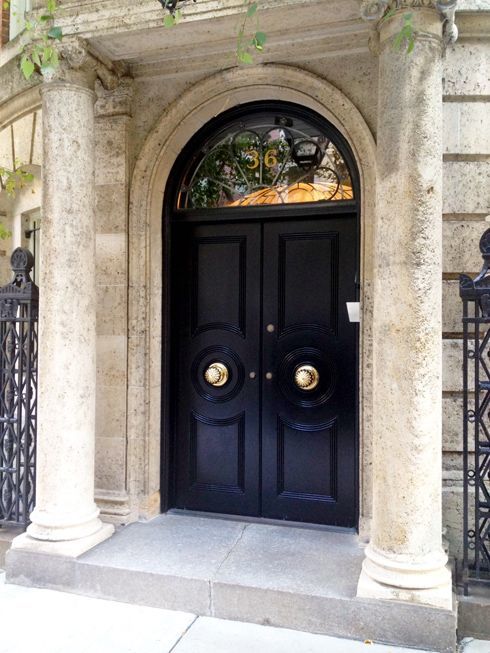 Exterior Door with Rosette Brass Door Knobs