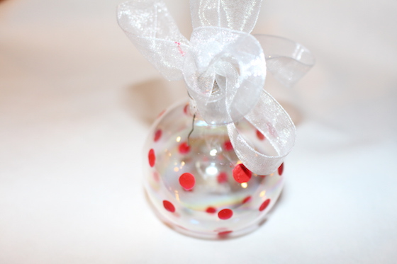 Glass Ornament with Red Polka Dots
