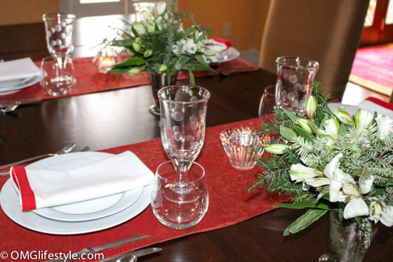 Use Pashminas as table runners instead of tablecloth or placemat. Just fold them in half lengthwise.