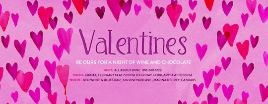 Evite Pink Hearts Valentine Invitation