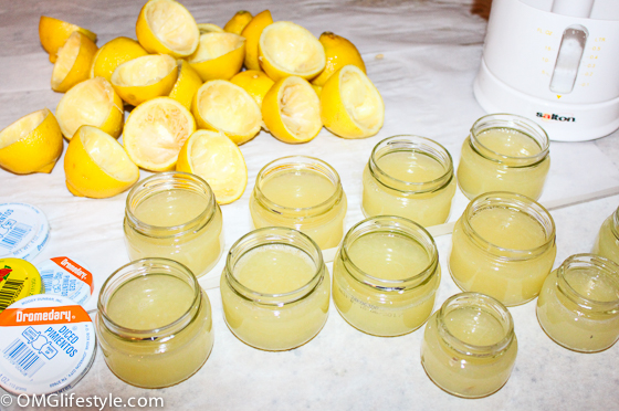 Fresh Squeezed Lemon Juice in Jars