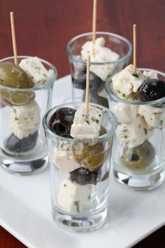 Feta and Olive Shooters