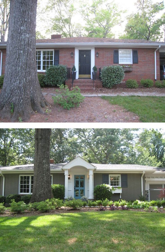 This brick ranch gained curb appeal with a new entryway and paint.