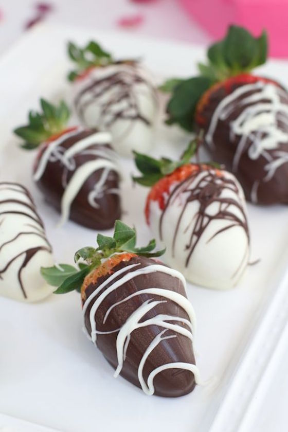 Artistic Chocolate Covered Strawberries with Contrasting Chocolate Design - That extra special touch for Valentine's Day