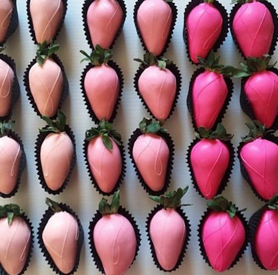 Pink Ombre Chocolate Covered Strawberries - Gorgeous!  More Festive Chocolate Covered Strawberries on the Blog