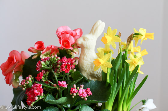 This white chocolate bunny nestles in my Easter centerpiece is so sweet.