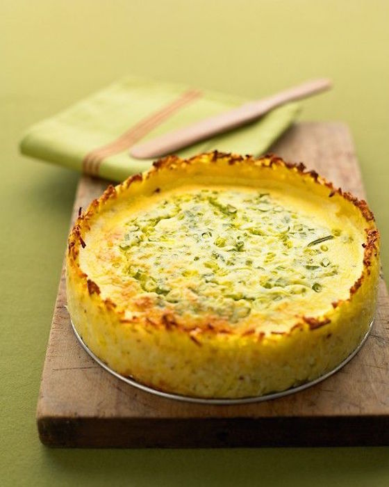 Goat Cheese Quiche with Hash-Brown Crust