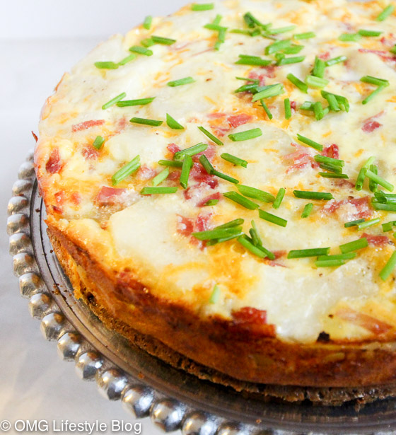 When cooked in a springform pan, this Ham and Potato Bake looks so pretty on a cake stand. Perfect for brunch.