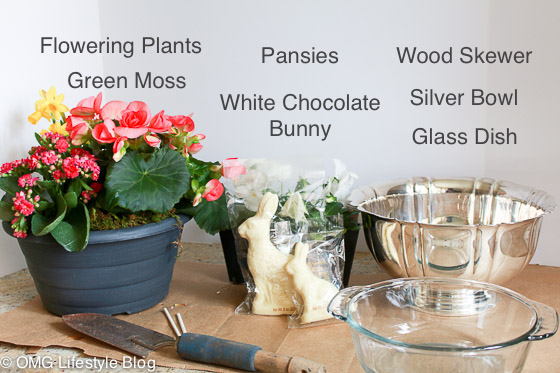 I used these materials to create an adorable Easter Centerpiece. Click on the link to see it. That white chocolate bunny in the arrangement is too cute for words!