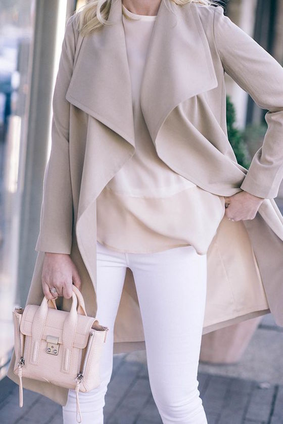 White Jeans for spring with blush - love the color combo