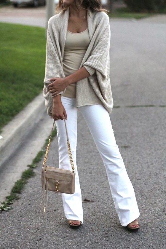 White jeans with beige ... love the combination