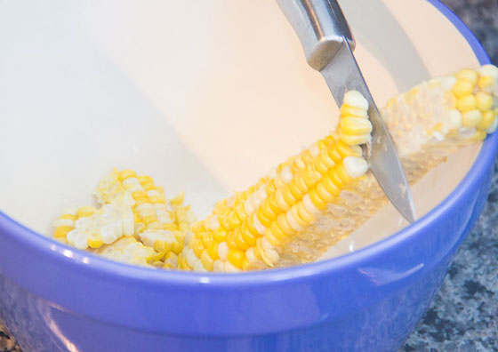 Cut corn off cob directly into bowl