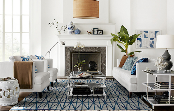 Blue and White Living Room