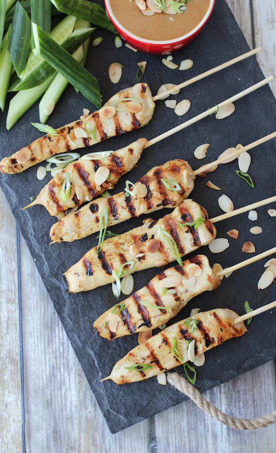 Chicken Satay with Thai Almond Sauce from Abbey's Kitchen.