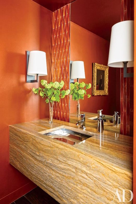 Love this stylish powder room found on Architectural Digest