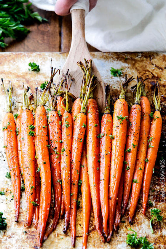 Honey Garlic Roasted Carrots
