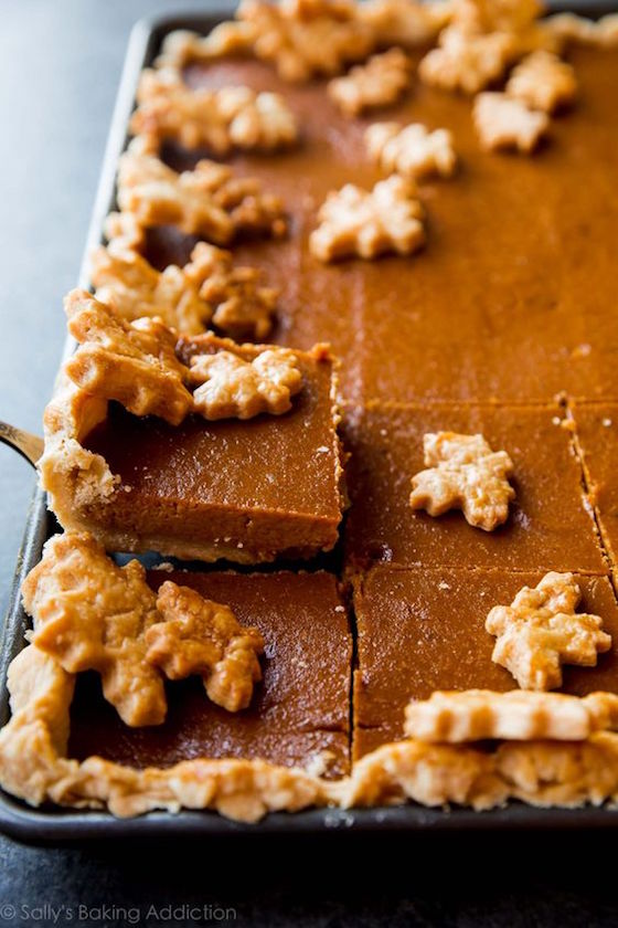 Slab pies feed a crowd and are perfect for Thanksgiving | Pumpkin Slab Pie by Sally's Baking Addiction