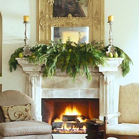 Christmas Mantel with Candles 