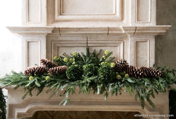 Evergreen and pine cone Christmas Mantel.jpg
