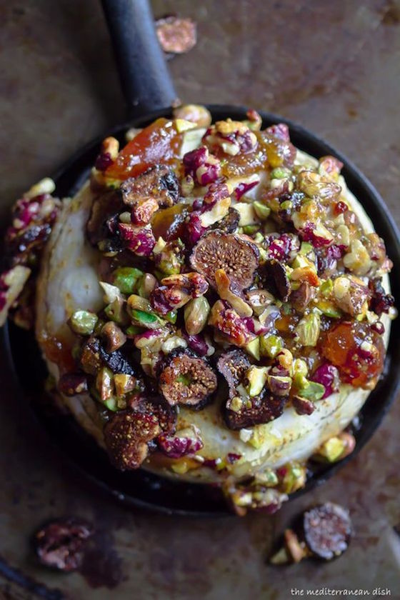 6 Brie Appetizers that Make a Stunning Presentation | A French Baked Brie Recipe with Figs, Walnuts and Pistachios from The Mediterranean Dish