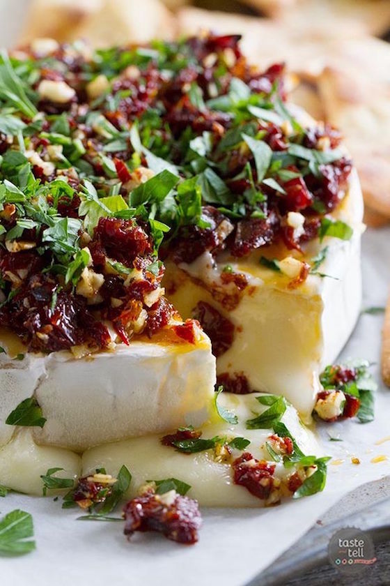 6 Brie Appetizers that Make a Stunning Presentation | Baked Brie Recipe with Sun-Dried Tomatoes from Taste and Tell