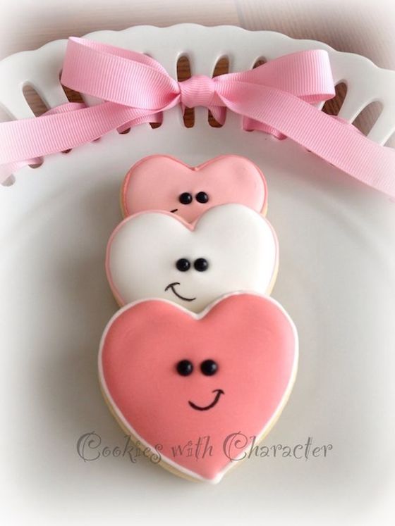 Heart Shaped Cookies with Character