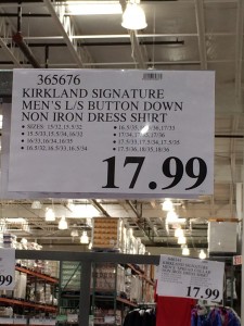 Kirkland No Iron Shirt Sign