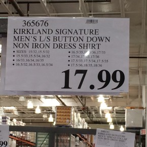 Kirkland No Iron Shirt Sign