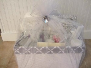 Gift Basket wrapped in Tulle Netting