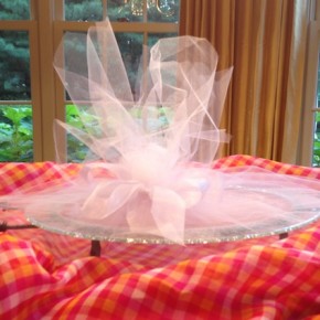 Shower gift wrapped in tulle