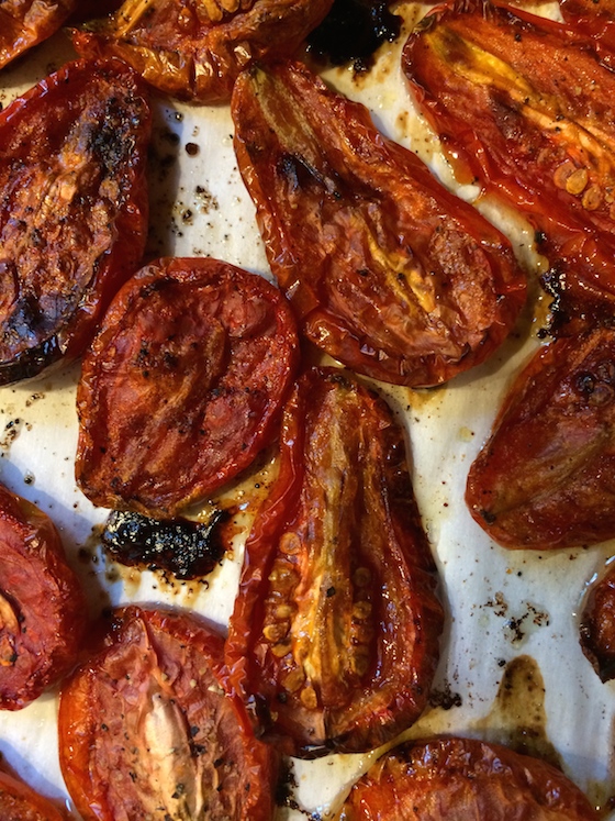 Close up of roasted Roma Tomatoes