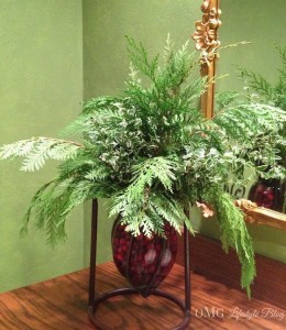 Evergreens with Cranberries in Vase