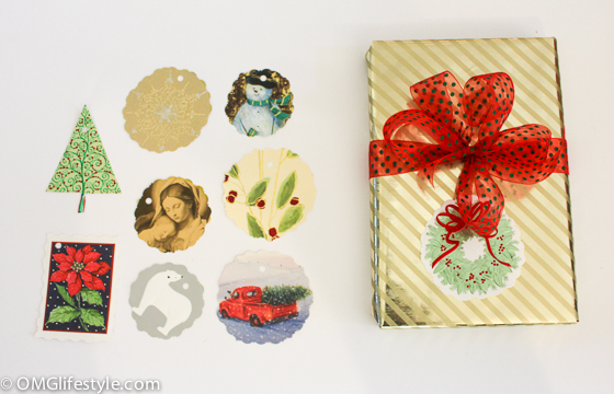 Recylced Christmas Card Gift Tags