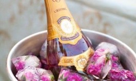 Rose Petal Ice Cubes in Champagne Bucket