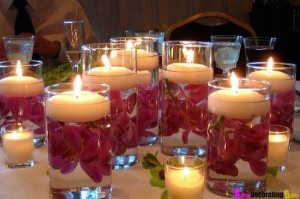 Valentine's Day Dinner Party Floating Candles Centerpiece