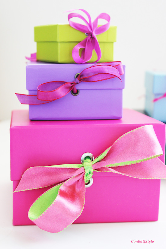 Colorful Gift Boxes with Ribbon