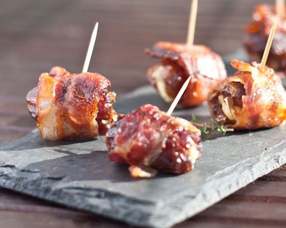 Maple Bacon Wrapped Dates with Manchego Cheese