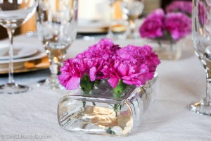 Carnation Centerpieces in 3 Vases