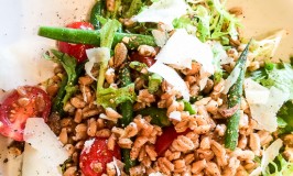 Grilled Asparagus, Farro and Frissee Salad