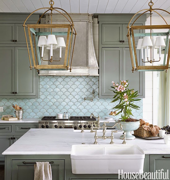 Gorgeous Kitchen with Aqua Backsplash - OMG Lifestyle Blog